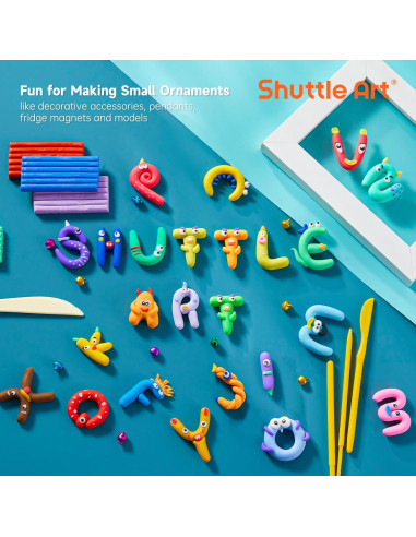 Kit de Arcilla Polimérica Shuttle Art - 60 Colores y 19 Herramientas