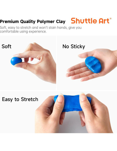 Kit de Arcilla Polimérica Shuttle Art - 60 Colores y 19 Herramientas