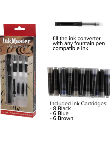 Juego de Caligrafía Cezanne Ink Master 25 Piezas con 4 Puntas