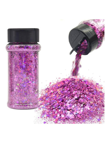 Purpurina Holográfica Ultra Pink 56g Electric Bliss Beauty - Tarro Dosificador