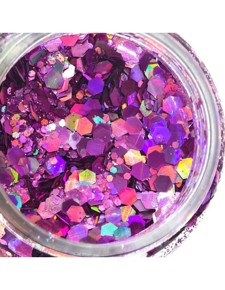 Purpurina Holográfica Ultra Pink 56g Electric Bliss Beauty - Tarro Dosificador