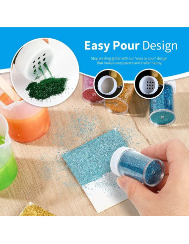 Juego de Brillantina Fina Teenitor 24 Colores para Manualidades