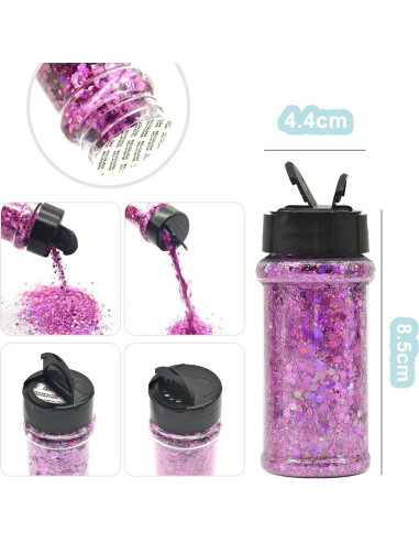 Purpurina Holográfica Ultra Pink 56g Electric Bliss Beauty - Tarro Dosificador