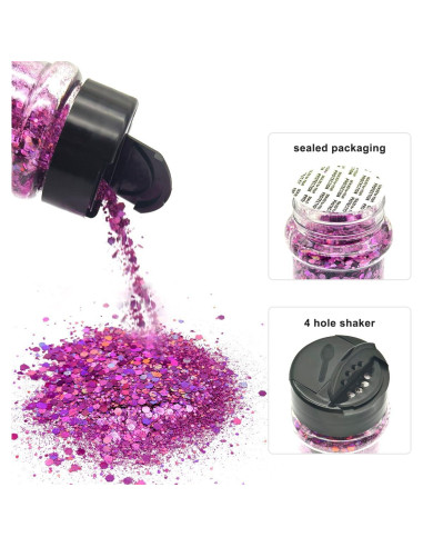 Purpurina Holográfica Ultra Pink 56g Electric Bliss Beauty - Tarro Dosificador