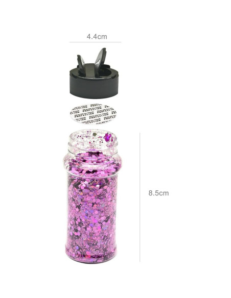 Purpurina Holográfica Ultra Pink 56g Electric Bliss Beauty - Tarro Dosificador