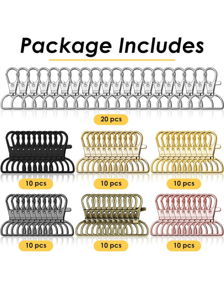 Ganchos de Clip Giratorios Anezus 80 Piezas Metal 1.9 cm