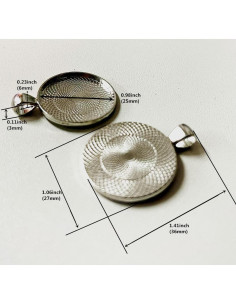 100 Bandejas de Colgante Redondas DIY Picmoo 25 mm Plata 2