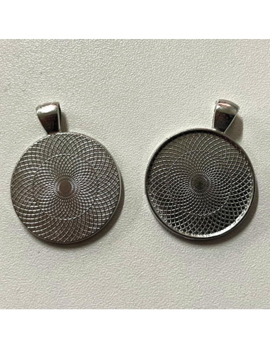 100 Bandejas de Colgante Redondas DIY Picmoo 25 mm Plata