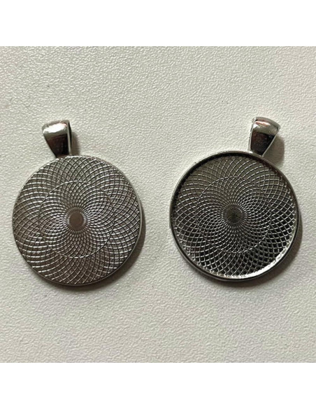 100 Bandejas de Colgante Redondas DIY Picmoo 25 mm Plata