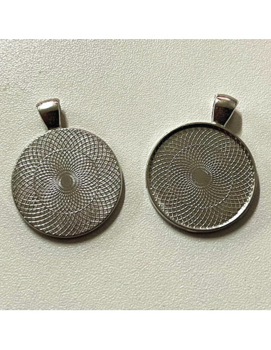 100 Bandejas de Colgante Redondas DIY Picmoo 25 mm Plata