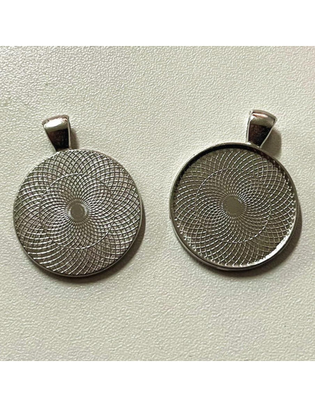 100 Bandejas de Colgante Redondas DIY Picmoo 25 mm Plata