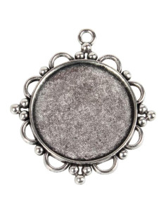 Kissitty 10 Piezas Pendientes Redondos Plata Antigua 30mm