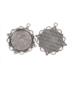 Kissitty 10 Piezas Pendientes Redondos Plata Antigua 30mm 2