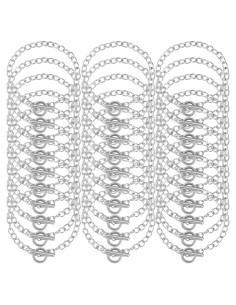 30 Cadenas de Pulsera Hicarer con Cierre de Palanca Plata 18 cm