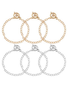 6 Cadenas de Pulsera DIY Isslly Oro y Plata 19.5 cm