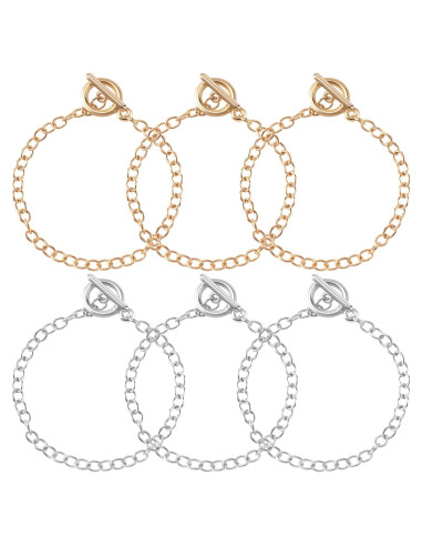 6 Cadenas de Pulsera DIY Isslly Oro y Plata 19.5 cm