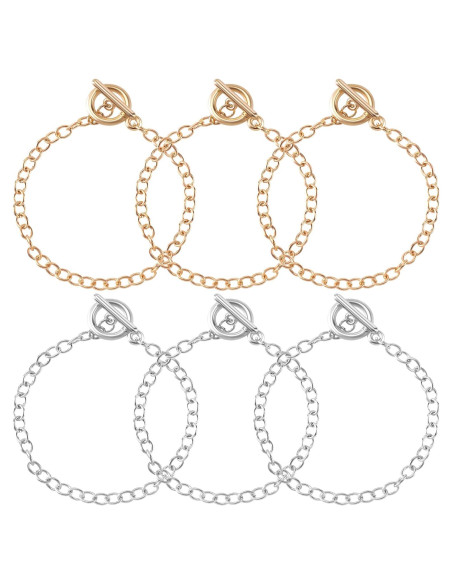 6 Cadenas de Pulsera DIY Isslly Oro y Plata 19.5 cm