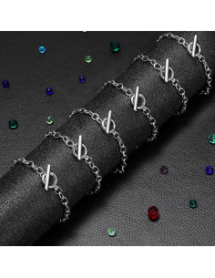 30 Cadenas de Pulsera Hicarer con Cierre de Palanca Plata 18 cm 2