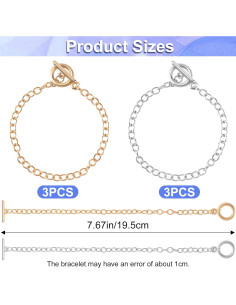 6 Cadenas de Pulsera DIY Isslly Oro y Plata 19.5 cm 2