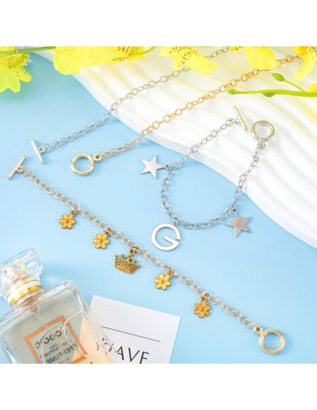 6 Cadenas de Pulsera DIY Isslly Oro y Plata 19.5 cm