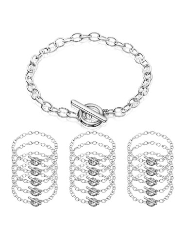 20 Pulseras de Cadena de Acero Inoxidable Junkin 18 cm Plata