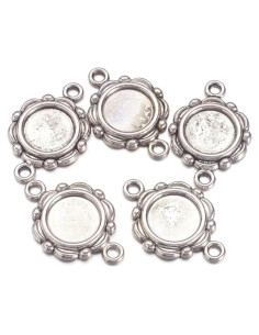 Kissitty 20 Piezas Conectores Cabochón Antiguo Plata 10mm