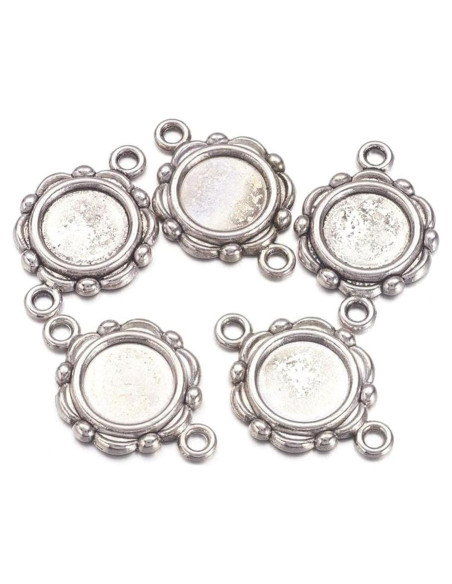 Kissitty 20 Piezas Conectores Cabochón Antiguo Plata 10mm