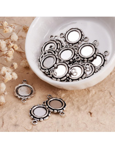 Kissitty 20 Piezas Conectores Cabochón Antiguo Plata 10mm 2
