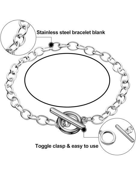 20 Pulseras de Cadena de Acero Inoxidable Junkin 18 cm Plata