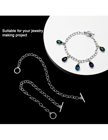 20 Pulseras de Cadena de Acero Inoxidable Junkin 18 cm Plata