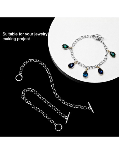 20 Pulseras de Cadena de Acero Inoxidable Junkin 18 cm Plata