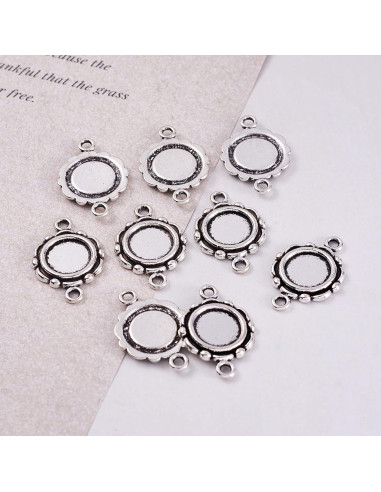Kissitty 20 Piezas Conectores Cabochón Antiguo Plata 10mm