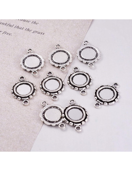 Kissitty 20 Piezas Conectores Cabochón Antiguo Plata 10mm