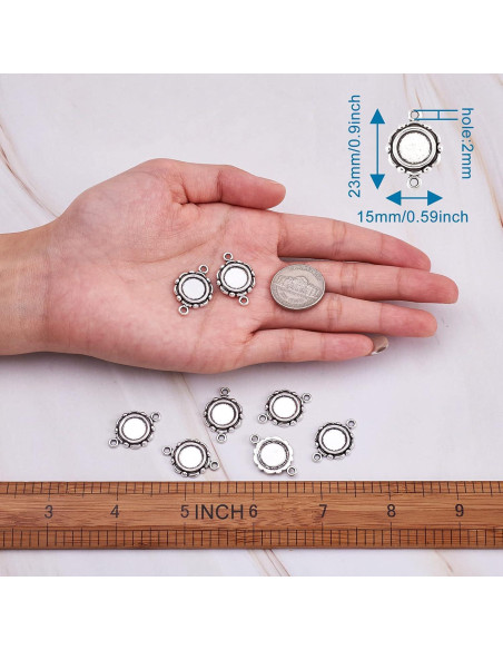 Kissitty 20 Piezas Conectores Cabochón Antiguo Plata 10mm