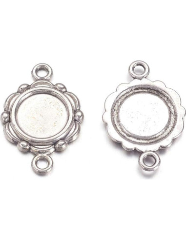 Kissitty 20 Piezas Conectores Cabochón Antiguo Plata 10mm