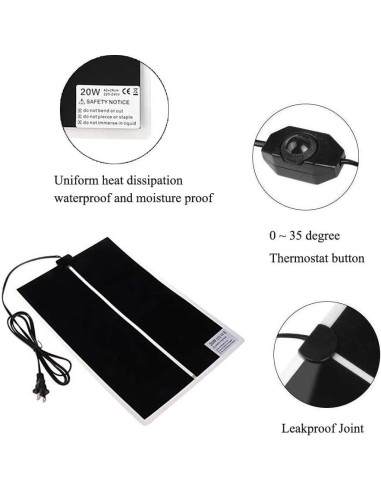 Almohadilla Térmica para Reptiles KABASI 20W 42x28cm Impermeable