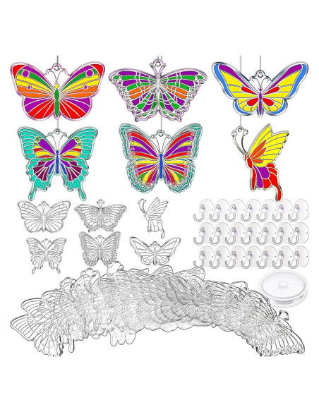 Kit de Suncatchers de Mariposa Tioncy 60 Piezas DIY Kit de Suncatchers de Mariposa Tioncy 60 Piezas DIY