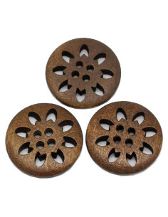 20 Botones de Madera Copo de Nieve HugeStore 25mm para Costura