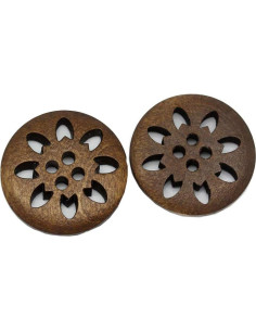20 Botones de Madera Copo de Nieve HugeStore 25mm para Costura 2