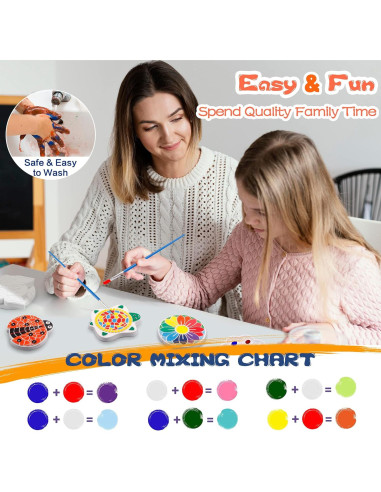 Kit de Pintura IFLOVE para Niños - 5 Piedras de Jardín Cerámicas