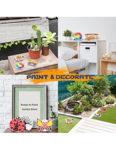 Kit de Pintura IFLOVE para Niños - 5 Piedras de Jardín Cerámicas