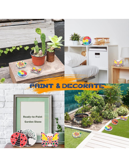 Kit de Pintura IFLOVE para Niños - 5 Piedras de Jardín Cerámicas