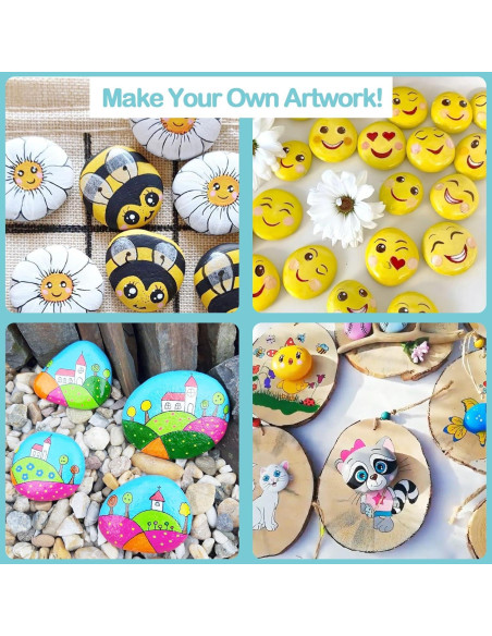 Simetufy 60 Rocas Naturales para Pintar 5-8 cm DIY Manualidades