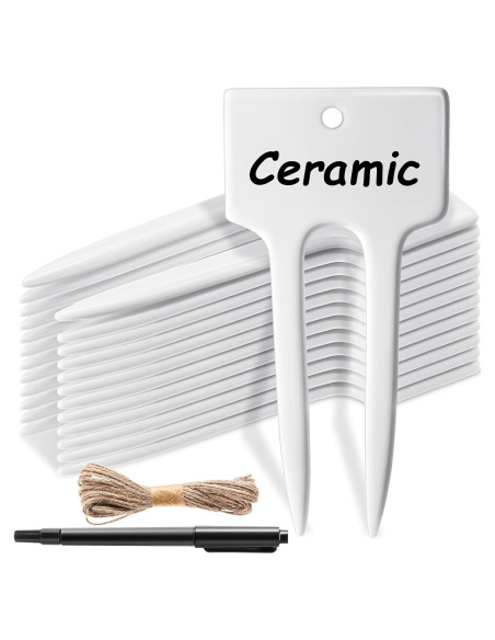 Paquete de 24 Etiquetas de Cerámica para Plantas 10x5 cm