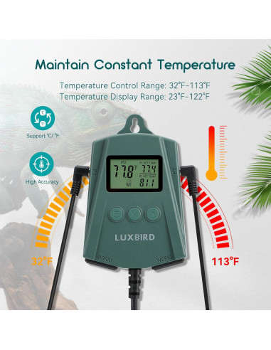 Almohadilla Térmica para Reptiles Luxbird 20x30 cm con Termostato