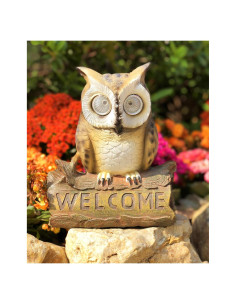 Luz de Jardín Solar Búho TIBLEN en Tronco con Cartel