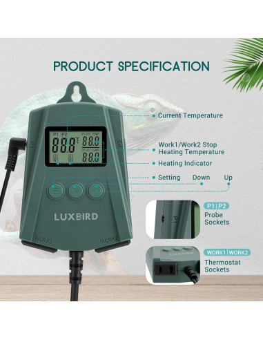 Almohadilla Térmica para Reptiles Luxbird 20x30 cm con Termostato