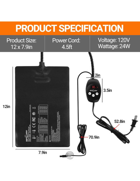 Almohadilla Térmica para Reptiles REPTI ZOO 20x30 cm 24W