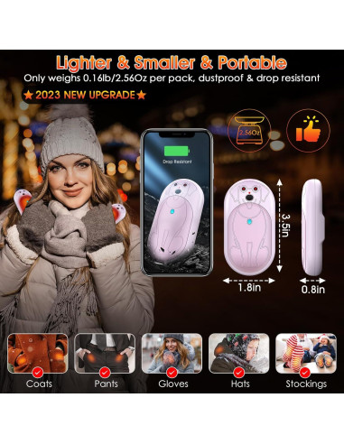 Calentadores de Manos Recargables Aleath 6000mAh 2 Paquetes