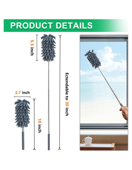 Paquete de 2 Plumeros de Microfibra BAIDOON 76.2 cm Lavables